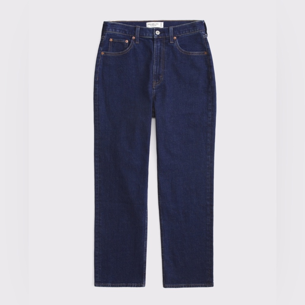 Abercrombie & Fitch Curve Love Ultra High Rise Ankle Straight Jean